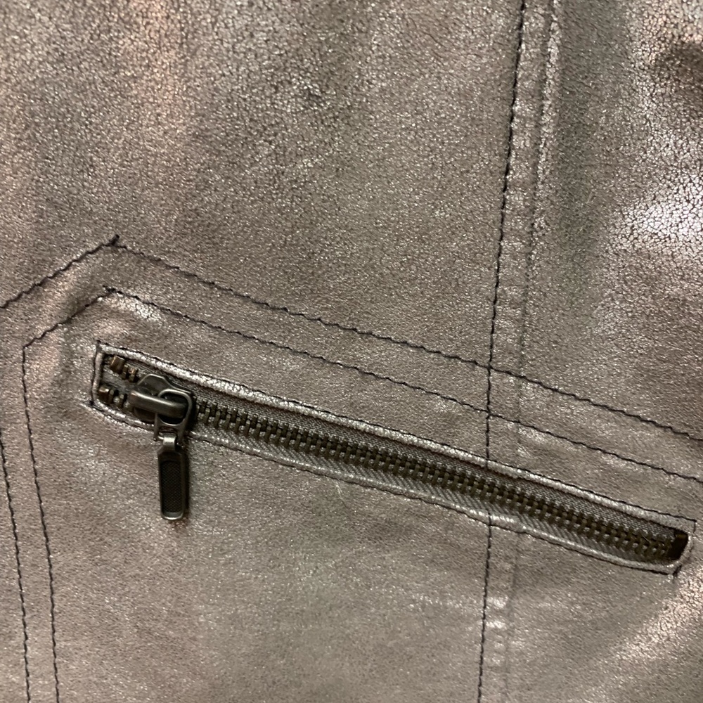 Chico’s all leather silver metallic jacket - Picture 4 of 8
